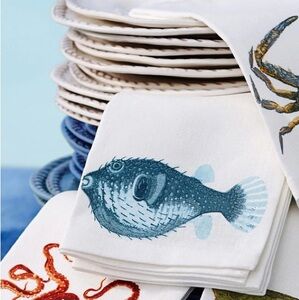 Pottery Barn Sea Life Pufferfish napkins